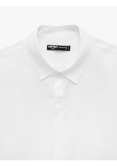 Koton Klasik Yaka Regular Fit Uzun Kollu Keten Gömlek Beyaz 6sam60190hw