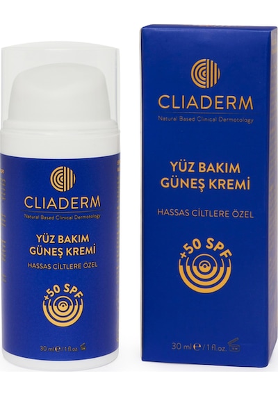 Cliaderm Yüksek Koruma ve Nemlendirici Yüz Güneş Kremi SPF50+ 150 ML