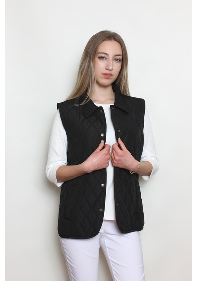 CottonCool Kadın Kapitone Yelek Siyah