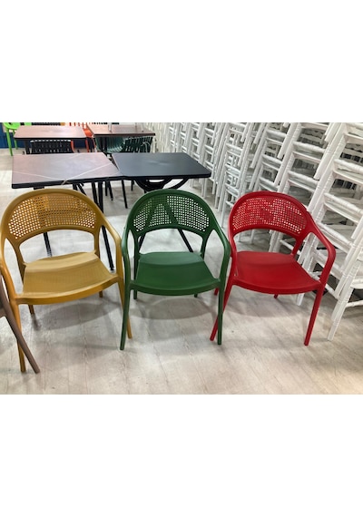Perfora Model Şık Plastik 4 Adet Hardal Renk Sandalye