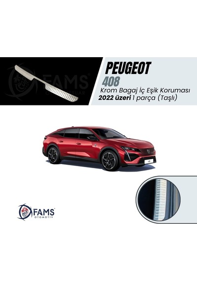 Peugeot 408 Krom Bagaj İç Eşik 2022 Üzeri Taşlı Paslanmaz Ç.