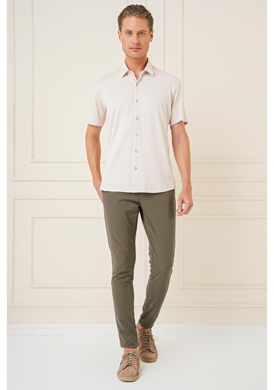 Efor Slim Fit Yan Cepli Düz Esnek Casual Haki Pantolon P 1144 Haki