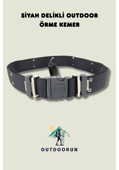 Outdoorun Siyah Delikli Outdoor Örme Kemer Siyah