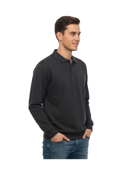 Baglan Erkek Büyük Beden Polo Yaka Cepli Selanik Sweatshirt Bgl-st04978 Antrasit