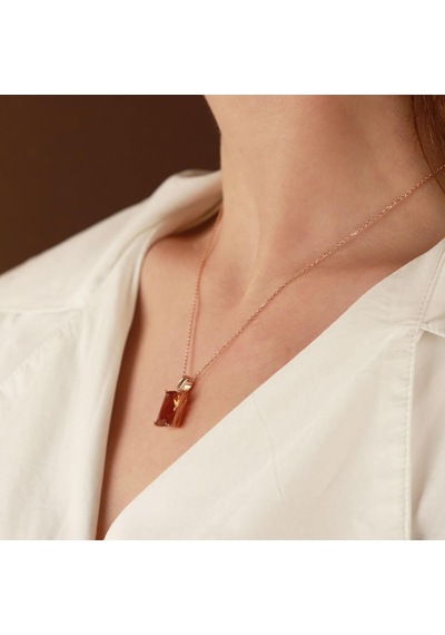 Zultanit Taşlı Emerald Kesim Rose Gold Kaplama Gümüş Set Gümüş