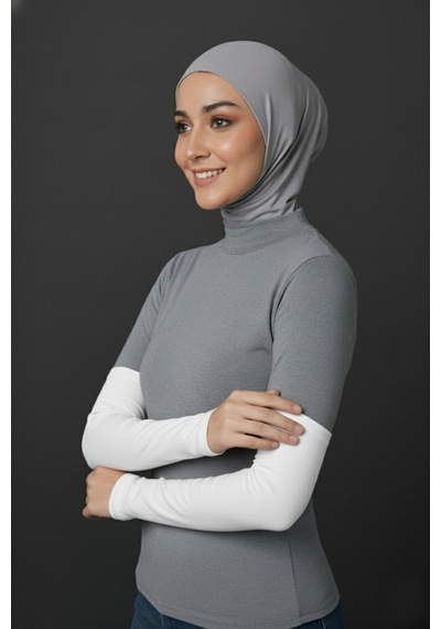Sonbaharmoda Kadın Tesettür Likralı Esnek Düz Penye Kolluk Beyaz
