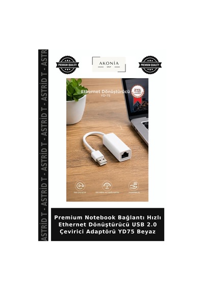 Premium Notebook Bağlantı Hızlı Ethernet Dönüştürücü Usb 2.0 Çevirici Adaptörü Yd75 Beyaz