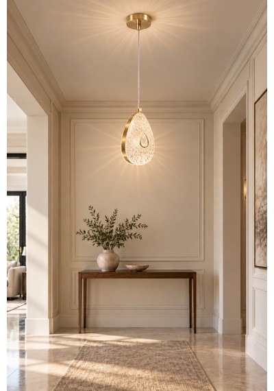 Sally Modern Tasarım Gold 3 Renk Sarı Günışığı Ve Beyaz - Ledli Banyo - Mutfak - Salon Ledli Sarkıt Avize Altın Altın