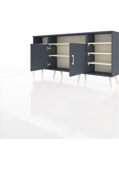 Arges Konsol 8 Raflı 2 Kapaklı 176x30x83 Antrasit-antrasit/aytaşı Antrasit/aytaşı