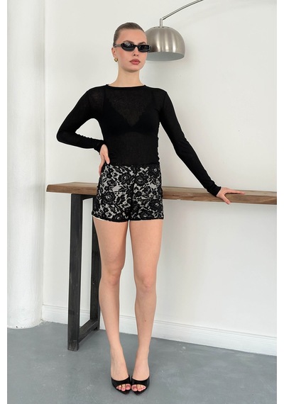 Verymoda Dantel Şort D2940 Siyah