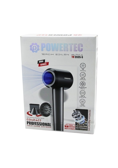 Powertec Tr-5555-s Saç Kurutma Ve Fön Makinesi Ionıc Plazma Sessiz Güçlü Motor Mıknatıslı Başlıklar