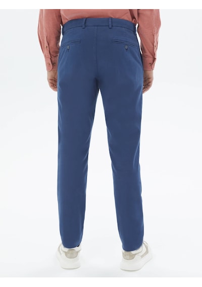 Koyu Mavi Dokuma Regular Fit Casual Pamuk Karışımlı Pantolon Koyu Mavi