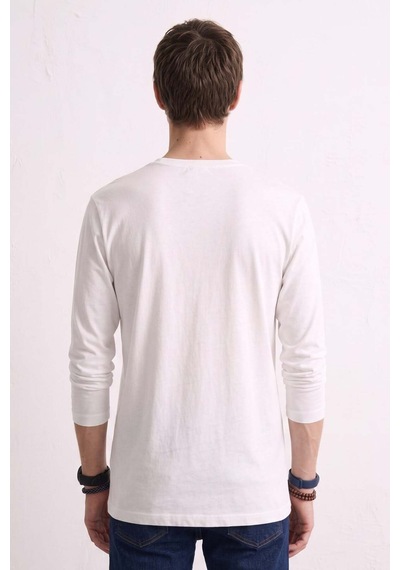 Barrels And Oıl Erkek Bisiklet Yaka İnce Sweatshirt 5074 - Ekru Ekru