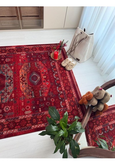 Andromeda Halı Artline Serisi 0l407e Salon Oturma Yatak Odası Halısı Kırmızı