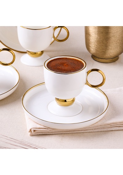 Aryıldız Margaux Gold 12 Parça 6 Kişilik Türk Kahve Fincanı Çok Renkli