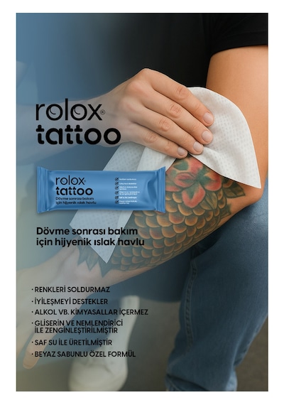 Rolox Tattoo - 50 Paket - Dövme Sonrası Bakım Için Hijyenik Islak Havlu