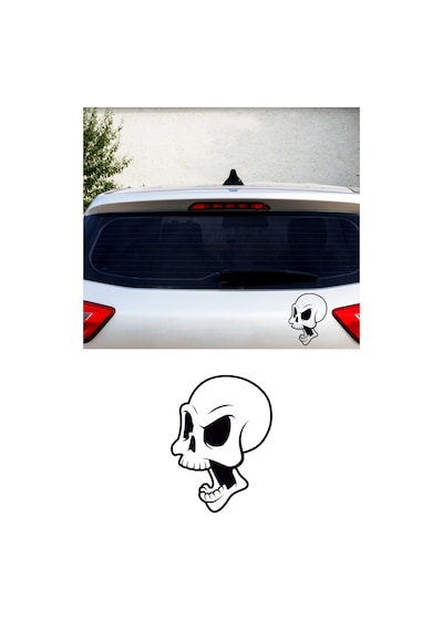 Kızgın Kuru Kafa Sticker, Oto Sticker, Motor Sticker 20x15 Cm