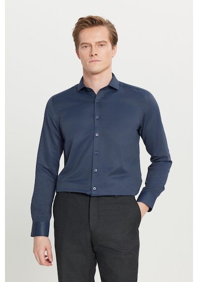 AC&Co / Altınyıldız Classics Erkek LACI Kolay Ütülenebilir Slim Fit Dar Kesim İtalyan Yaka Armürlü Gömlek Lacivert AC&Co / Altınyıldız Classics Erkek LACI Kolay Ütülenebilir Slim Fit Dar Kesim İtalyan Yaka Armürlü Gömlek Lacivert