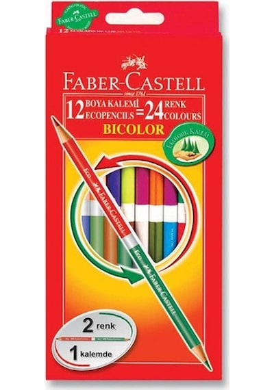 Faber-Castell Bicolor Çift Taraflı Boya Kalemi 24 Renk