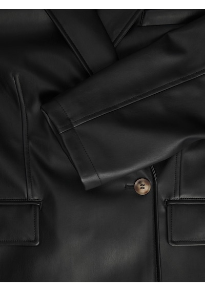 Jack&jones Jjxx Oversize Uzun Kol Deri Kadın Ceket - Minimalist Tarz Siyah