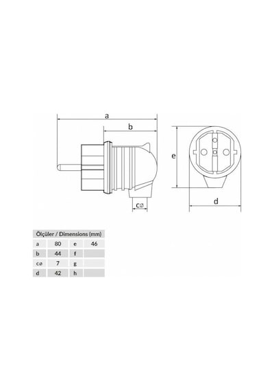 Bemis Kauçuk Eğik Fiş 1x16 Amper 220 Volt BK1-1402-2022