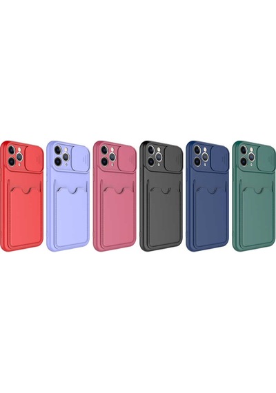 Apple Uyumlu iPhone 11 Pro Max Kılıf Kartlıklı Lens Kapatmalı Kapak