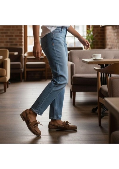 Ne&ve Shoes Taba Süet Hakiki Deri Bağcıklı Makosen Kadın Kolej Loafer