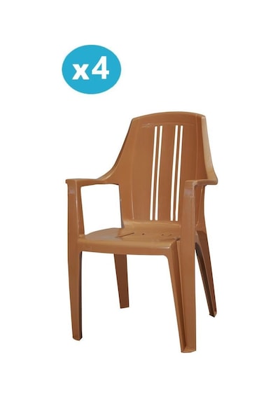 Omnipazar Mt-gf139 Orbita Plastik Bahçe Balkon Koltuk Sandalye 4'lü Set Kahverengi