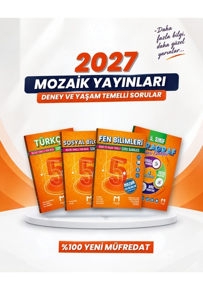 Mozaik Yayınları 2027 5. Sınıf Türkçe + Sosyal Bilgiler + Fen Bilimleri + Paragraf Yeni Müfredat Bağlam Temelli Soru Bankası Seti 4 Kitap