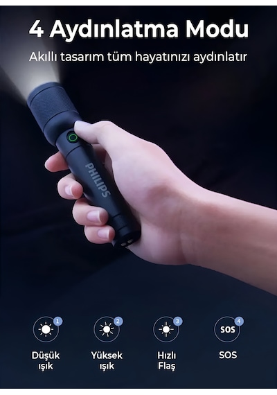 Philips SFL6168 20W 1000 Lümen Şarj Edilebilir LED El Feneri Siyah | Optik Zoom, 3 Işık Modlu (350MT Menzil, IP44 Su Geçirmez) | Ramwhite Türkiye Garantili Siyah Philips SFL6168 20W 1000 Lümen Şarj Edilebilir LED El Feneri Siyah | Optik Zoom, 3 Işık Modlu (350MT Menzil, IP44 Su Geçirmez) | Ramwhite Türkiye Garantili Siyah