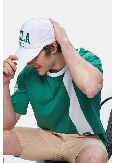 Ucla Keıth Yeşil Bisiklet Yaka Baskılı Oversize Erkek Tshirt Yeşil