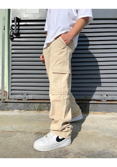 Bpm Premium Baggy Kargo Pantolon Bej 001