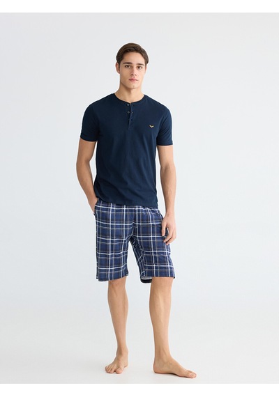 Lc Waikiki Lc Waıkıkı Lacivert Standart Kalıp Erkek Şortlu Pijama Takımı