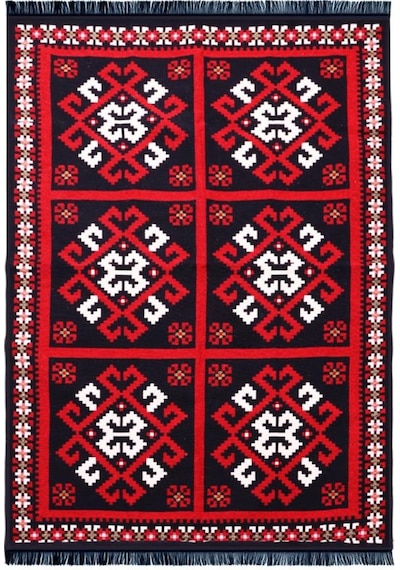 Bigghome Çift Taraflı Kilim, Makinede Yıkanabilir, Modern Desenli, 80 150 Cm, Sa25mk
