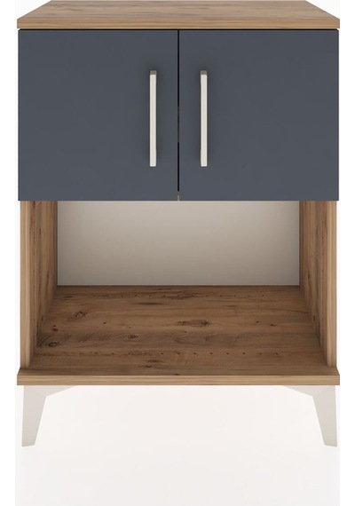 Arges Komodin 2 Raflı 2 Çekmeceli 2 Kapaklı 60x30x80 Çam-antr... Çam