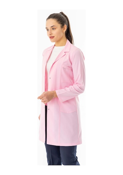 Spor Yaka Uzun Kol Kadın Personel Önlüğü Alpaka Kumaş Pembe Rnk111 Pembe