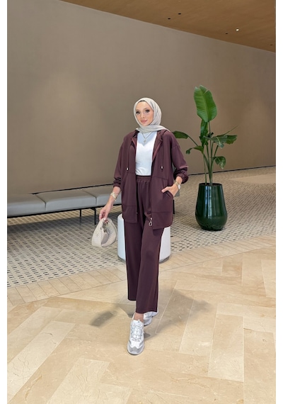 Riella Butik Vlahoviç Oysho Tesettür Takım Mürdüm