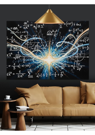 Elektrik Çizgileri Ve Matematik Formülleri Dekoratif Kanvas - Mdf Ahşap Tablo