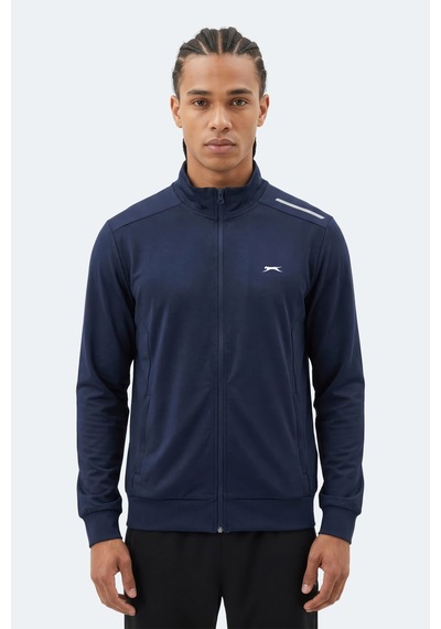 Slazenger Revolver Erkek Fermuarlı Dik Yaka Cepli Lacivert Sweatshırt