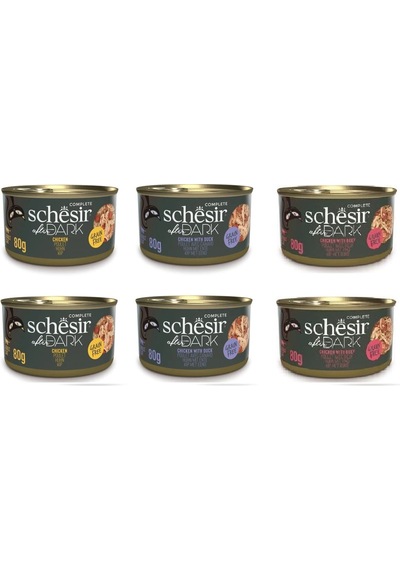 Schesir After Dark Parça Etli 3 Çeşit Karma Kedi Konserve 80 Gr. X 6 Adet