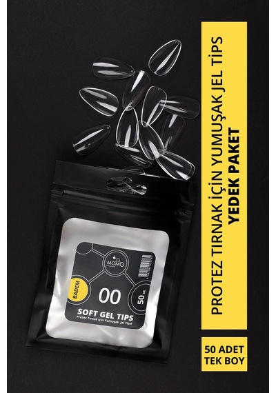 Momo Professional Soft Gel Tips Badem No:00 Tek Boy 50 Li Yedek Paket