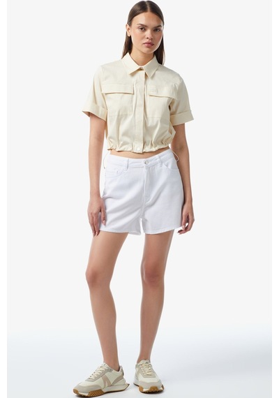 Lacoste Women's Regular Fit Denim White Jean Shorts Kadın Bermuda Kot Şort Beyaz