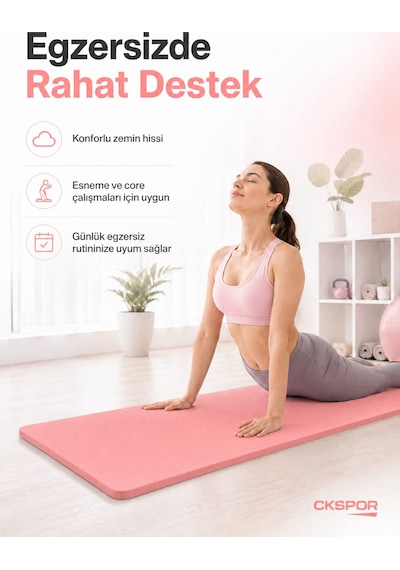 Ckspor 15 Mm Kaymaz Nbr Pilates Matı Taşıma Askılı Yoga Veegzerisiz Minderi Pembe