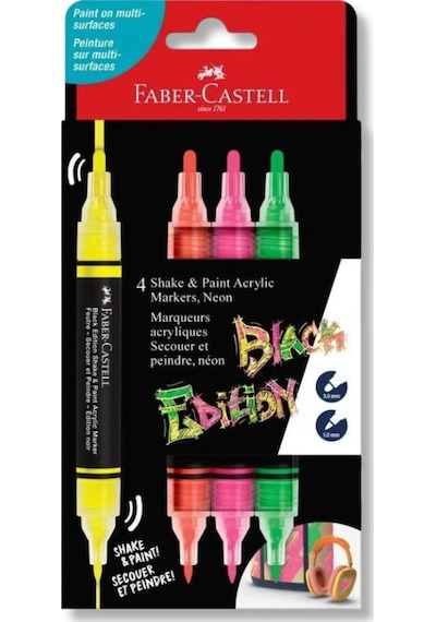Faber Castell Shake Amp. Paint Markör 4lü Neon Çok Renkli
