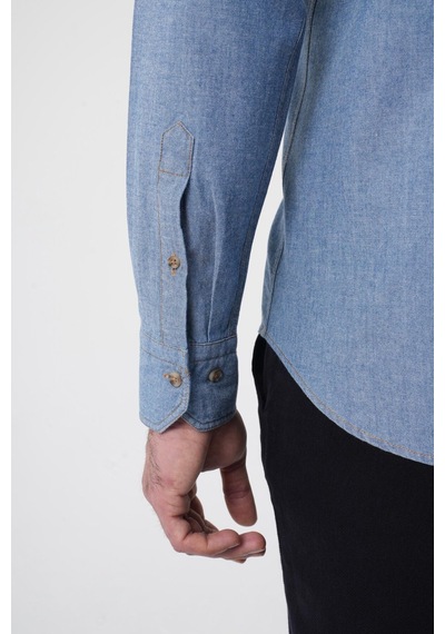Bisse Erkek Regular Fit Uzun Kollu Denim Casual Gömlek Gmdnm252165 D35 Mavi