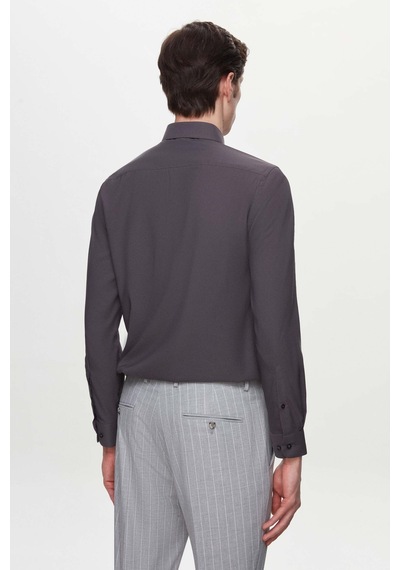 Twn Slim Fit Antrasit Düz Gömlek 5ef02ad10288m Antrasit