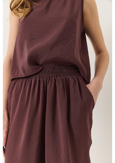 Shade Kadın Kalın Askılı Bluz Beli Lastikli Pantolon Modal Takım 3089 60283231 - Patlıcan Çok Renkli