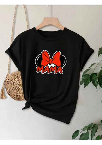 Novalisse Anneler Günü Hediye Anne Temalı Baskılı Oversize Bisiklet Yaka T-shirt - Siyah Çoklu Renk