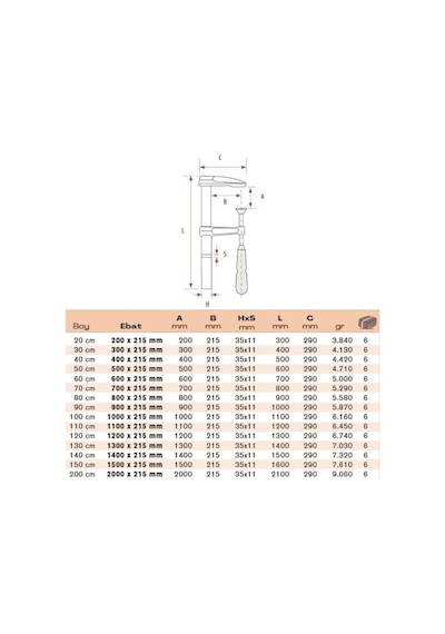 BULUT Uzun Çeneli İşkence 100 cm - 1000x215 mm