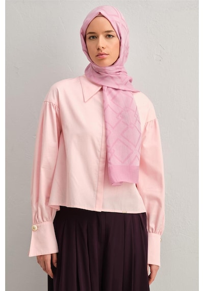 Armine Tencel İpek Zincir Desen Şal 32110 Pembe